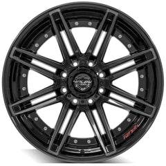 22x10 8x180mm Gloss Black with Brushed Face & Tinted Clear for Chevrolet Silverado 2500 HD 2011-2023-51