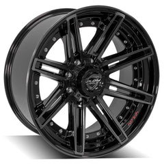 22x10 8x180mm Gloss Black with Brushed Face & Tinted Clear for Chevrolet Silverado 2500 HD 2011-2023-52
