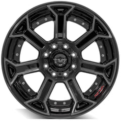 22x10 8x180mm Gloss Black with Brushed Face & Tinted Clear for Chevrolet Silverado 2500 HD 2011-2023-296