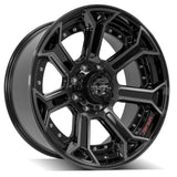 22x10 8x180mm Gloss Black with Brushed Face & Tinted Clear for Chevrolet Silverado 2500 HD 2011-2023-295