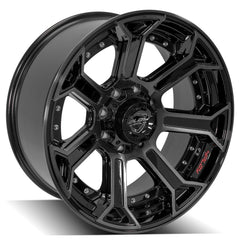 22x10 8x180mm Gloss Black with Brushed Face & Tinted Clear for Chevrolet Silverado 2500 HD 2011-2023-297