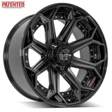  22x10 6x135mm & 6x5.5" Gloss Black with Brushed Face & Tinted Clear for Ford Expedition 2003-2023-360