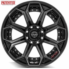  22x12 8x170mm Gloss Black with Brushed Face & Tinted Clear for Ford Excursion 2000-2005-386