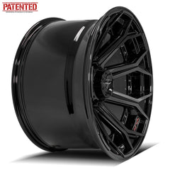  22x12 8x170mm Gloss Black with Brushed Face & Tinted Clear for Ford Excursion 2000-2005-389