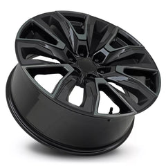 24x10 Aluminum Wheel with 6x5.5 Bolt Pattern - Gloss Black Machine Face w/Dark Tint and Satin Black Inserts