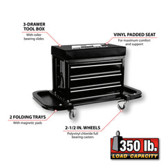 Wilmar Hand Tools 3 Drawer Rolling Mechanics Seat