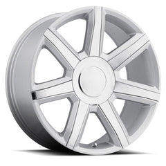 22x9 Aluminum Wheel with 6x5.5 Bolt Pattern - Silver with Chrome Inserts