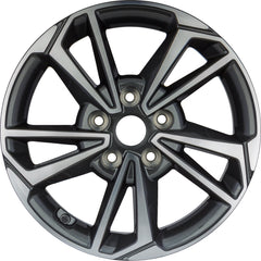 16x6.5 Factory Replacement New Alloy Wheel for 2022-2024 Kia Forte with 10 Spoke Machined Face with Painted Grey Pockets