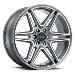 Vision 476 Wedge 22x9.5 5x139.7 +8et 77.8 Gunmetal Machined Face Wheel