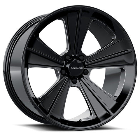 Vision 327 Missile 20x11 5x114.3 +50et 83 Gloss Black Milled Spoke Wheel