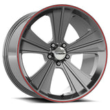 Vision 327 Missile 20x11 5x114.3 +50et 83 Gunmetal W/ Red Lip Wheel