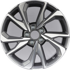 18x8 Factory Replacement New Alloy Wheel for 2017-2021 Honda Civic with 10 Spoke Machined Face with Painted Grey Spoke Inset and Painted Grey Pockets