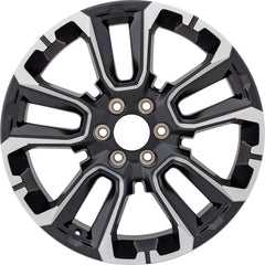  22x9 Factory Replacement New Alloy Wheel for 2022-2024 Chevrolet Silverado with 10 Spoke Polished/Painted Black
