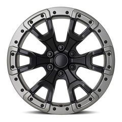 20x9 Aluminum Wheel with 6x5.5 Bolt Pattern - Satin Black/Gray Ring