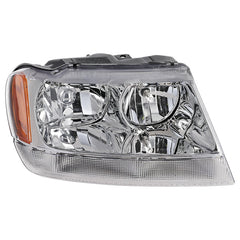 GRAND CHEROKEE 99-04 HEAD LAMP RH, Assembly, Halogen, Chrome Interior, Limited/Overland Models