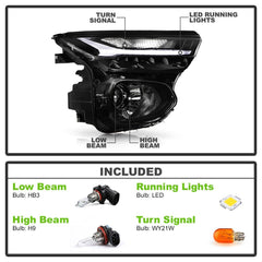 Chevrolet Traiblazer 2021 - 2023  Spyder HD-JH-CTB21-H-OE-R - Passenger Side Black Factory Style Projector Headlight with LED DRL