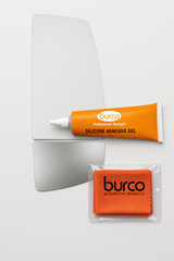 Burco - Passenger Side View Mirror For Ford F-650 F-750 Rh Lower Convex - 5913 (Glass Only - Backing Plate not Included) with 6 X 6 Microfiber Cloth & SILICONE - 1 2 OZ TUBE