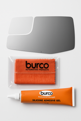 Burco - Driver Side View Mirror For Chev Silverado Sierra 1500 Lh Lower Flat E C Fitover - 4795 (Glass Only - Backing Plate not Included) with 6 X 6 Microfiber Cloth & SILICONE - 1 2 OZ TUBE