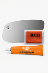 Burco - Driver Side View Mirror W Blind Spot For Ford Taurus Lh Flat Bldspt Fitover - 4311B (Glass Only - Backing Plate not Included) with 6 X 6 Microfiber Cloth & SILICONE - 1 2 OZ TUBE