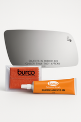 Burco - Passenger Side View Mirror W Blind Spot Cross Path For Ford Flex Rh Convex Bldspt Crspth Fitover - 5714BC (Glass Only - Backing Plate not Included) with 6 X 6 Microfiber Cloth & SILICONE - 1 2 OZ TUBE