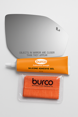Burco - Passenger Side View Mirror W Blind Spot For Hyundai Palisade Rh Convex Bldspt Fitover - 5837B (Glass Only - Backing Plate not Included) with 6 X 6 Microfiber Cloth & SILICONE - 1 2 OZ TUBE