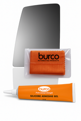 Burco - Driver Side View Mirror For Ford F-650 F-750 Lh Upper Flat - 4773 (Glass Only - Backing Plate not Included) with 6 X 6 Microfiber Cloth & SILICONE - 1 2 OZ TUBE