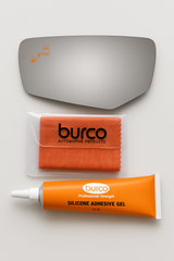 Burco - Driver Side View Mirror W Blind Spot For Cadillac Cts Lh Flat Bldspt E C Fitover - 4554B (Glass Only - Backing Plate not Included) with 6 X 6 Microfiber Cloth & SILICONE - 1 2 OZ TUBE