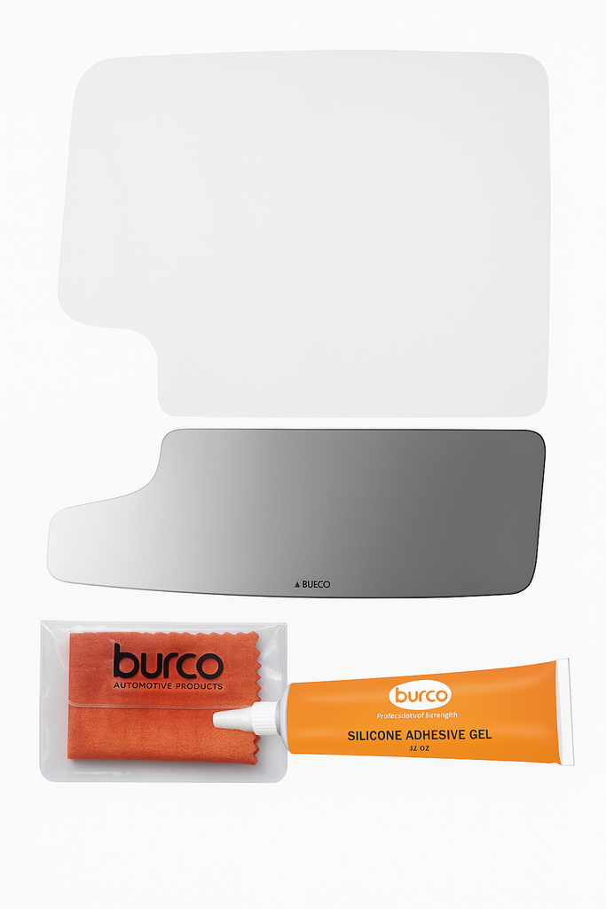 Burco - Driver Side View Mirror For Chev Silverado Sierra Hd Lh Lower Convex - 5929 (Glass Only - Backing Plate not Included) with 6 X 6 Microfiber Cloth & SILICONE - 1 2 OZ TUBE