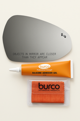 Burco - Passenger Side View Mirror Heated W Blind Spot For Kia K5 Rh Convex Bldspt Fitover - 5880B (Glass Only - Backing Plate not Included) with 6 X 6 Microfiber Cloth & SILICONE - 1 2 OZ TUBE