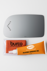 Burco - Driver Side View Mirror W Signal For Chev Silverado Sierra Telescoping Lh Flat Signal Fitover - 4001S (Glass Only - Backing Plate not Included) with 6 X 6 Microfiber Cloth & SILICONE - 1 2 OZ TUBE