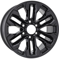  18x8.5 Factory Replacement New Alloy Wheel for 2022-2024 Chevrolet Silverado with 6 Split Spoke Painted Gloss Black