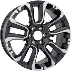  22x9 Factory Replacement New Alloy Wheel for 2022-2024 Chevrolet Silverado with 10 Spoke Polished/Painted Black
