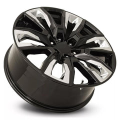 22x9 Aluminum Wheel with 6x5.5 Bolt Pattern - Gloss Black with Chrome Inserts