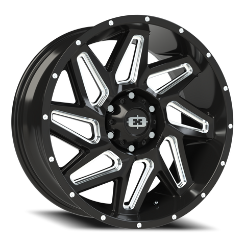 20X9 Gloss Black Milled Spoke wheel with bolt pattern of 6-5.5 (6-139.7)