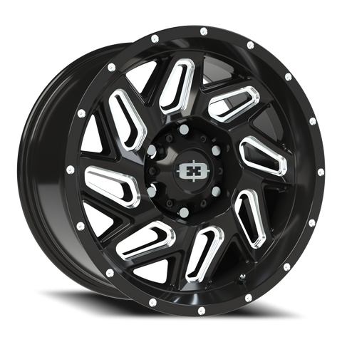 17X9 Gloss Black Milled Spoke wheel with bolt pattern of 6-5.5 (6-139.7)