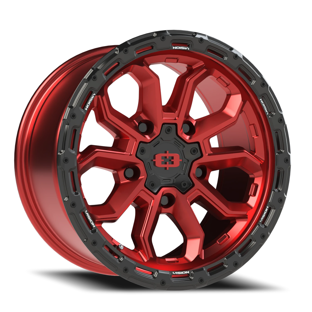 17X9 Gloss Red w/Gloss Black Lip wheel with bolt pattern of 5-5.5 (5-139.7)
