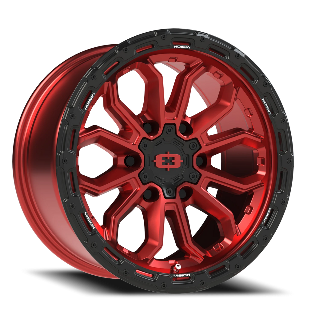 17X9 Gloss Red w/Gloss Black Lip wheel with bolt pattern of 6-5.5 (6-139.7)