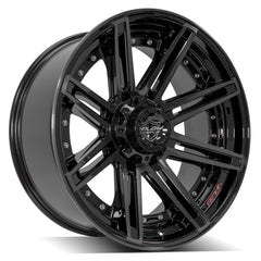 22x10 6x135mm & 6x5.5" Gloss Black with Brushed Face & Tinted Clear for Ford Expedition 2003-2023 with lug nuts |Black - Truck Spline Lug Kit - Set of 24 - 14x1.5mm
