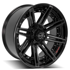 22x10 6x135mm & 6x5.5" Gloss Black with Brushed Face & Tinted Clear for Ford Expedition 2003-2023 with lug nuts |Black - Truck Spline Lug Kit - Set of 24 - 14x1.5mm