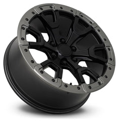 20x9 Aluminum Wheel with 6x5.5 Bolt Pattern - Satin Black/Gray Ring