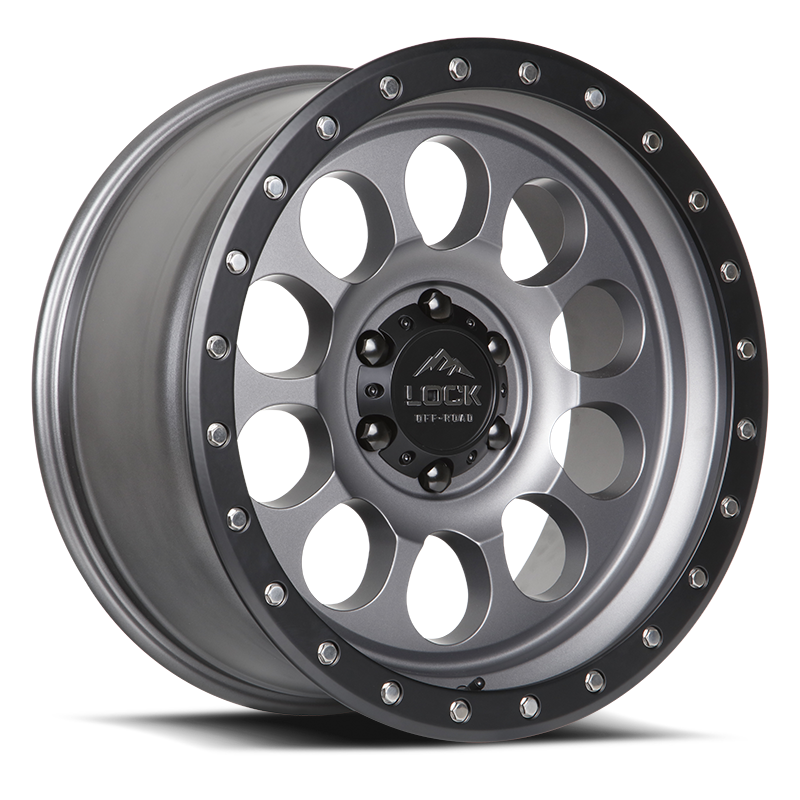 Lock Offroad 50CAL 17x9 5x127 0et 71.5 Matte Gray w/ Matte Black Ring Wheel