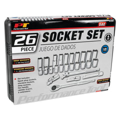 Wilmar Hand Tools 26 pc. 1/2" Dr. SAE Socket Set