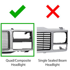 GMC C/K SERIES 88-93 GRILLE, Chrome Shell w/ Black Insert, w/ Quad or Composite Headlights Provision and Emblem Provision