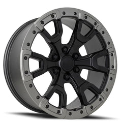 20x9 Aluminum Wheel with 6x5.5 Bolt Pattern - Satin Black/Gray Ring