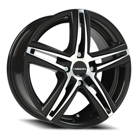 15X6.5 Gloss Black Machined Face wheel with bolt pattern of 4-100