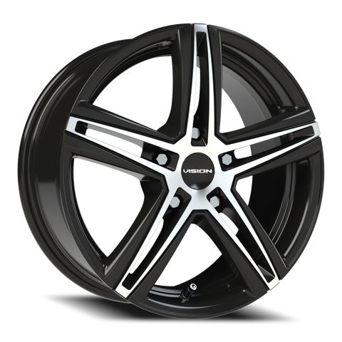 16X7 Gloss Black Machined Face wheel with bolt pattern of 5-100