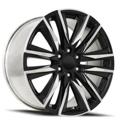 22x9 Aluminum Wheel with 6x5.5 Bolt Pattern - Gloss Black Polished Accents