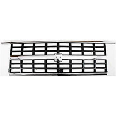 SUBURBAN/BLAZER 89-91 GRILLE, Chrome Shell/Argent Insert, w/ Dual Headlights