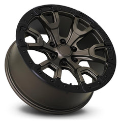20x9 Aluminum Wheel with 6x5.5 Bolt Pattern - Satin Bronze/Satin Black Ring