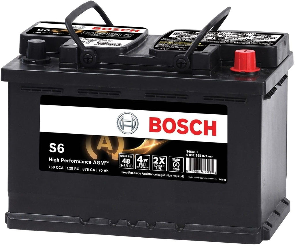 BOSCH S6585B S6 Flat Plate AGM Battery - Group 48 (H6/L3)